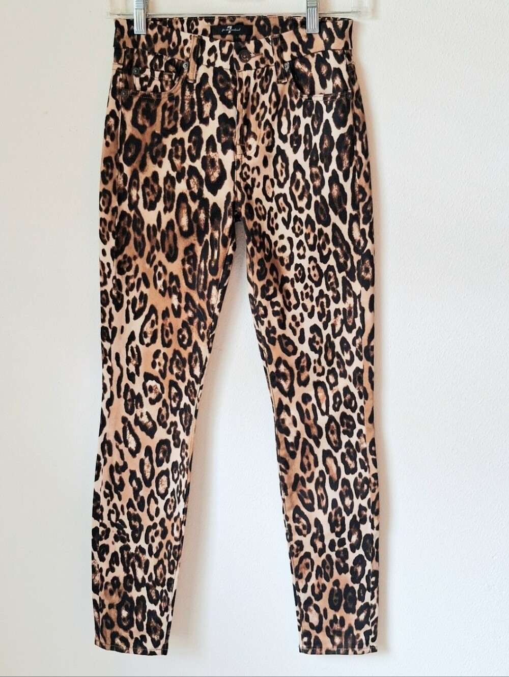 7 For All Mankind Leopard Print Skinny Jeans Size 24